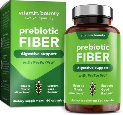 Vitamin Bounty Pro-100 Probiotics Prebiotic Fiber Bundle: Ultimate Gut Health Support with 13 Strains, 100 Billion CFUs, Zinc Vitamin C, Delayed Release Capsules - 90 Capsules
