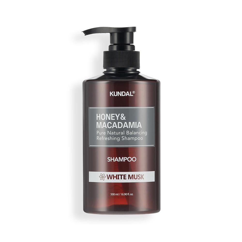 Kundal Honey Macadamia Natural Shampoo White Musk Korean Hair Care Shampoo Damage Repair Strengthen, Nourish, with Honey, Argan Oil, Macadamia Oil, Free Paraben Sulfate 16.9 fl oz