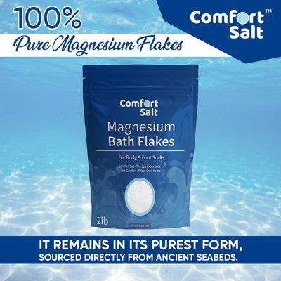 Comfort Salt Magnesium Bath Flakes Soak for Relaxation, Recovery, Wellness 2 Pound Bag
