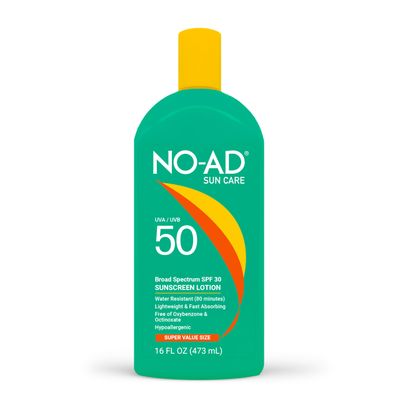 NO-AD SPF 50 Sunscreen Lotion Broad Spectrum UVAUVB Protection Water Resistant Octinoxate Oxybenzone Free with moisturizing Vitamin E and Aloe 16oz