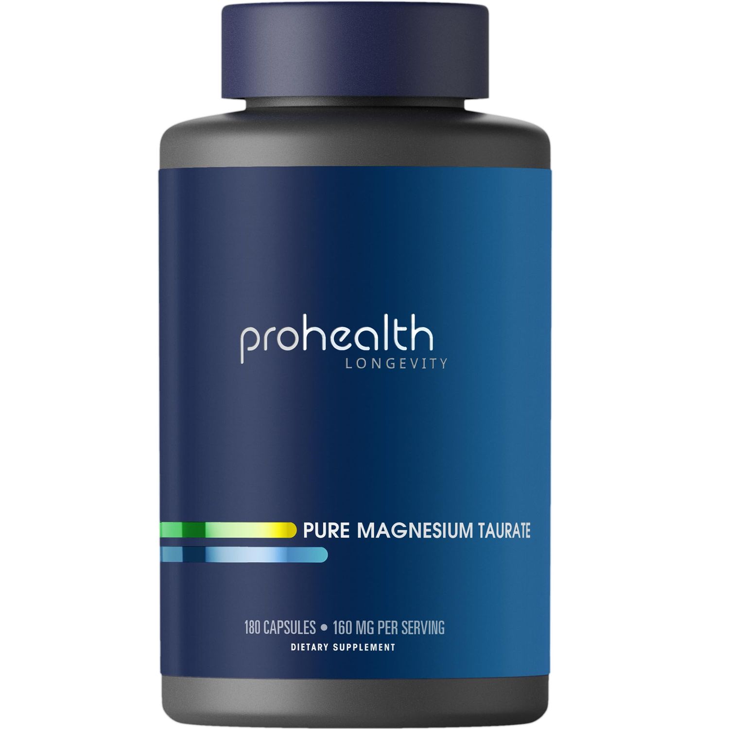 ProHealth Pure Magnesium Taurate, 160mg per Serving Optimal Bioavailability Supplement for Healthy Aging Supports Brain, Heart, and Muscle Health Third-Party Tested for Quality 180 Capsules