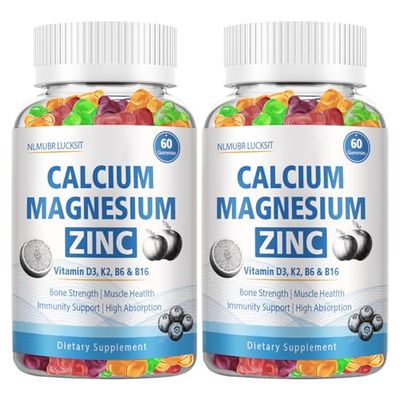 NLMUBR LUCKSIT Calcium Citrate Gummies, Calcium 1200mg with Vitamin D3,K2 Magnesium Zinc for Bon Immune Support, Calcium Supplements for WomenMen 120 Chews