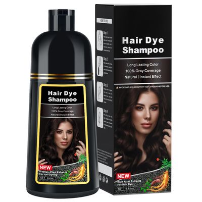 Dark Brown Hair Dye Shampoo for Gray Hair Coverage and Color Control - Herbal 3 in 1 for MenWomen, Ammonia-Free