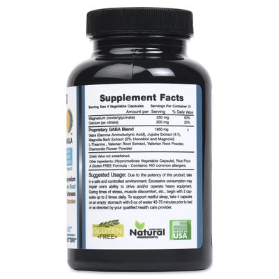 GABA 2,300mg Strength - 247 Daily DayNight Formula - Natural Relaxant - Plus Magnesium, Valerian Root.