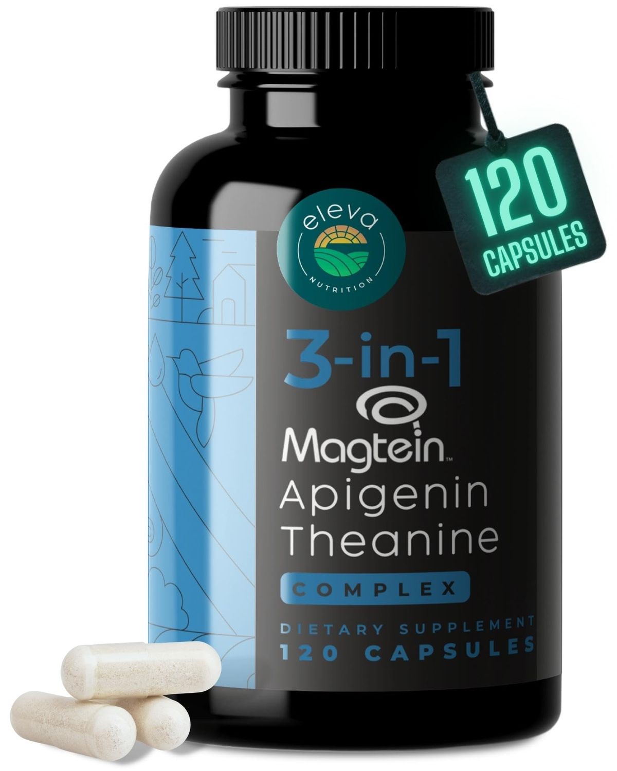 Magnesium Theanine L-Threonate Apigenin Supplement for Sleep Aid-3- in-1 Complex Supplement Support Relaxation- Melatonin-Free Magnesium- Zero Fillers- Gluten Free Non-GMO-120 Count Veggie Capsules