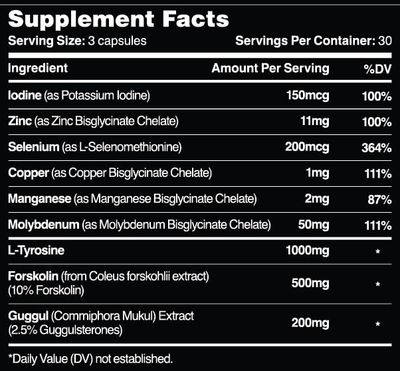 Leviathan Thyroid Support Energy Thyroid Health Iodine Supplement, Selenium, Zinc, Manganese, Copper, L Tyrosine, Guggul Support for Women Men
