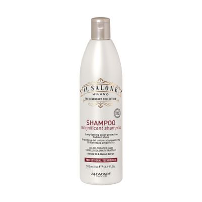 Il Salone Milano Professional Magnificent Shampoo - Color Safe Shampoo for Processed and Color Treated Hair - Enriched with Almond Oil for Radiant Shine - Salon-Quality Hair Care (16.9 oz 500 ml)