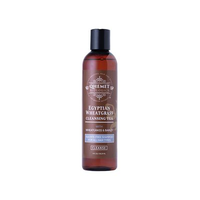 Qhemet Biologics Egyptian Wheatgrass Cleansing Tea - Sulfate-Free Shampoo for All Hair Types - Removes Buildup, Hydratres Alleviates Itchy, Dry Scalp - Good for Damaged Hair Shedding (8 oz)