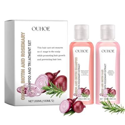 2PCS Onion Biotin and Rosemary Shampoo, Natural Hair Care, Growth Shampoo Suitable for All Hair Types, Relieving Hair Loss, Promoting Hair Growth