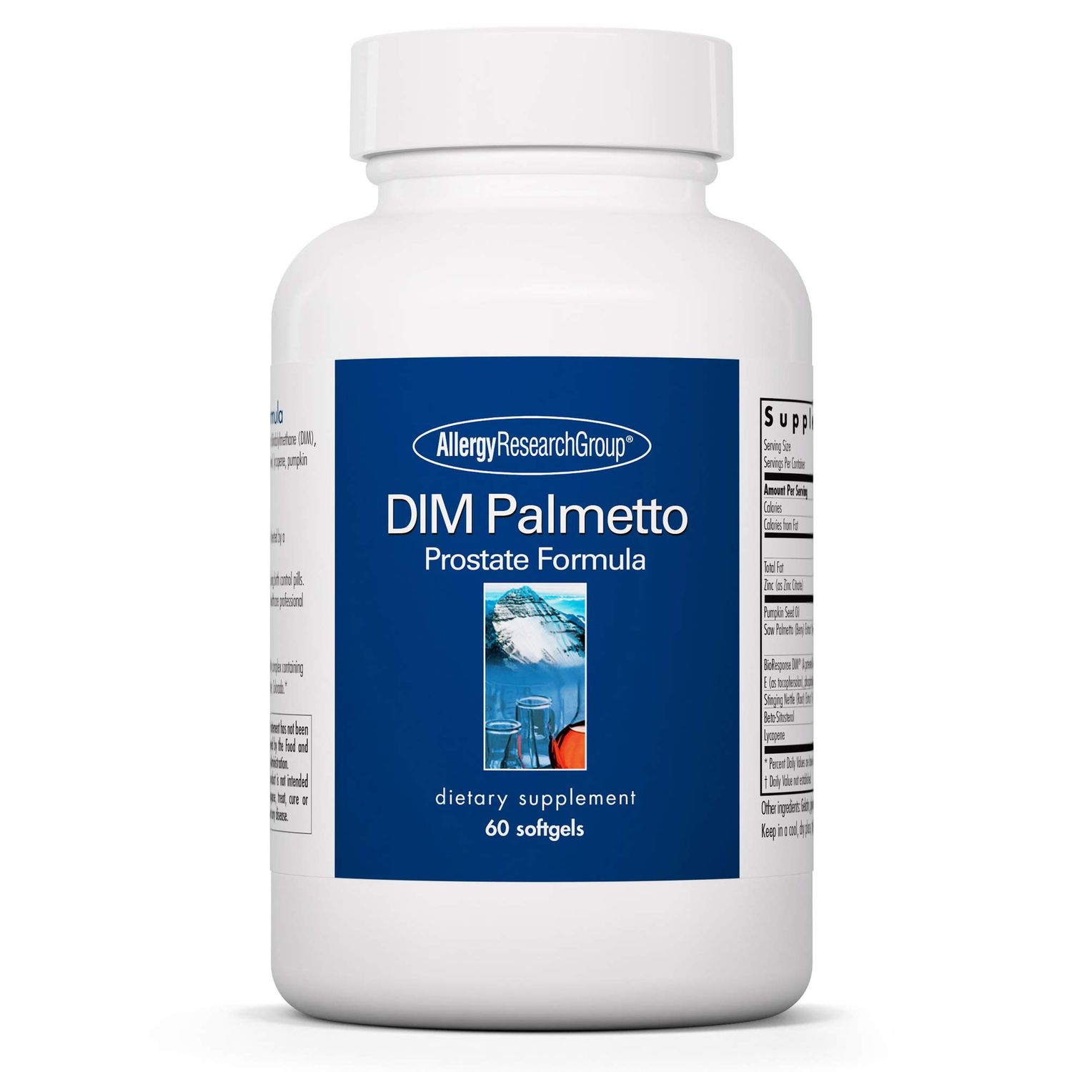 Allergy Research Group DIM Palmetto - Prostate Support Supplement for Men&#39;s Health, Zinc with Saw Palmetto, Beta Sitosterol, Stinging Nettle Extract, Pumpkin Seed Oil, Softgels - 60 Count