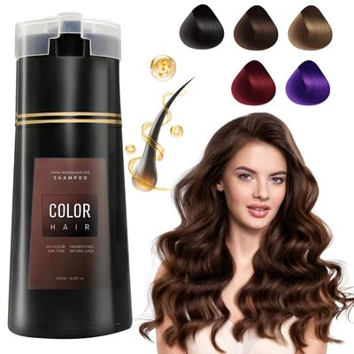 NIUYOU Hair Dye Shampoo - Instant Dye, 3 in 1, Black Dark Brown for Men Women, Covers Gray