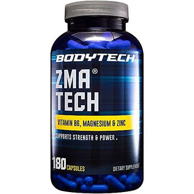 BODYTECH ZMA-Premium Zinc, Magnesium, and Vitamin B6 Supplement to Support Enhanced Muscle Recovery, Improved Sleep Quality, and Optimal Immune Health, Boosts Muscle Strength (180 Capsules)