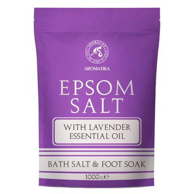 Epsom Bath Salt with Lavender Essential Oil 35Oz - Concentrated Magnesium Sulphate - Pure Epsom Salt - Soothing Relieves Fatigue - Relaxation - Wellness