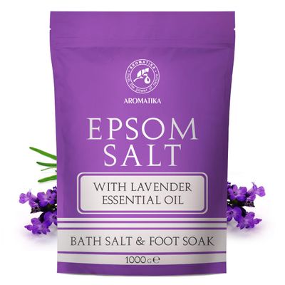 Epsom Bath Salt with Lavender Essential Oil 35Oz - Concentrated Magnesium Sulphate - Pure Epsom Salt - Soothing Relieves Fatigue - Relaxation - Wellness