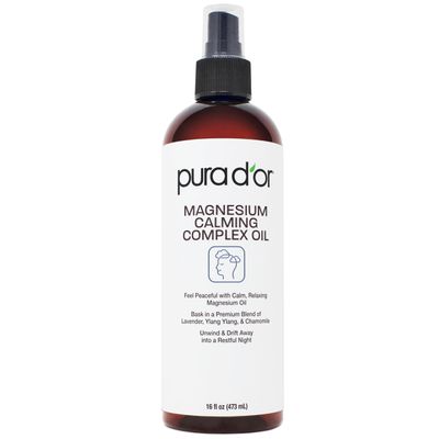 PURA D&#39;OR 16 Oz Magnesium Oil Water Based Spray - Calming Topical Blend with Lavender, Ylang Ylang, Chamomile - Fast-Absorbing, Skin-Friendly Formula for a Soothing Sensation