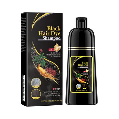 Jaysuing Hair Dye Shampoo 3 in1, 16.91 FLOZ Hair Color Shampoo for Gray Hair,Herbal Black Hair Dye Shampoo for Women Men Grey Coverage (Black)