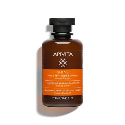 APIVITA Shine Shampoo Shine Revitalizing Shampoo with Orange Honey, Silicone-Free, 250 mL 8.45 oz