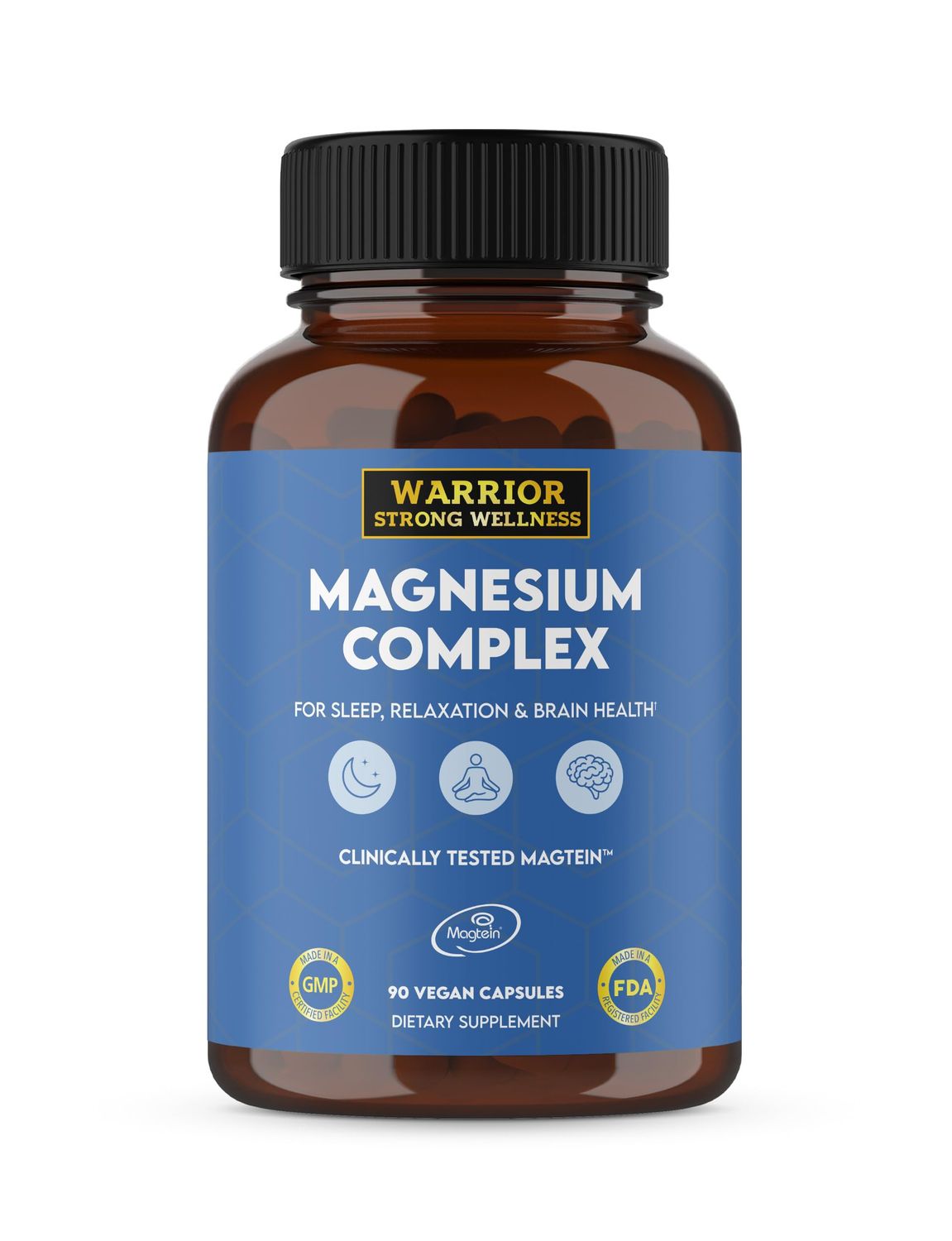 Warrior Strong Wellness Magnesium Complex -Triple Blend 100 Chelated Mag Supplement-Magtein Magnesium L-Threonate for Memory Brain Health -Glycinate, Sleep Well-Taurate- Relaxation