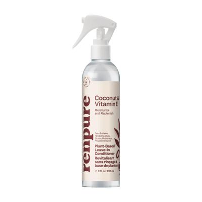RENPURE Plant Based Natural Leave In Conditioner Spray - Hydrating Vitamin E Coconut Oil Deep Conditioner for Hair Beards - Sulfate Free, Anti Frizz, Heat Protectant Detangler Spray Leave In