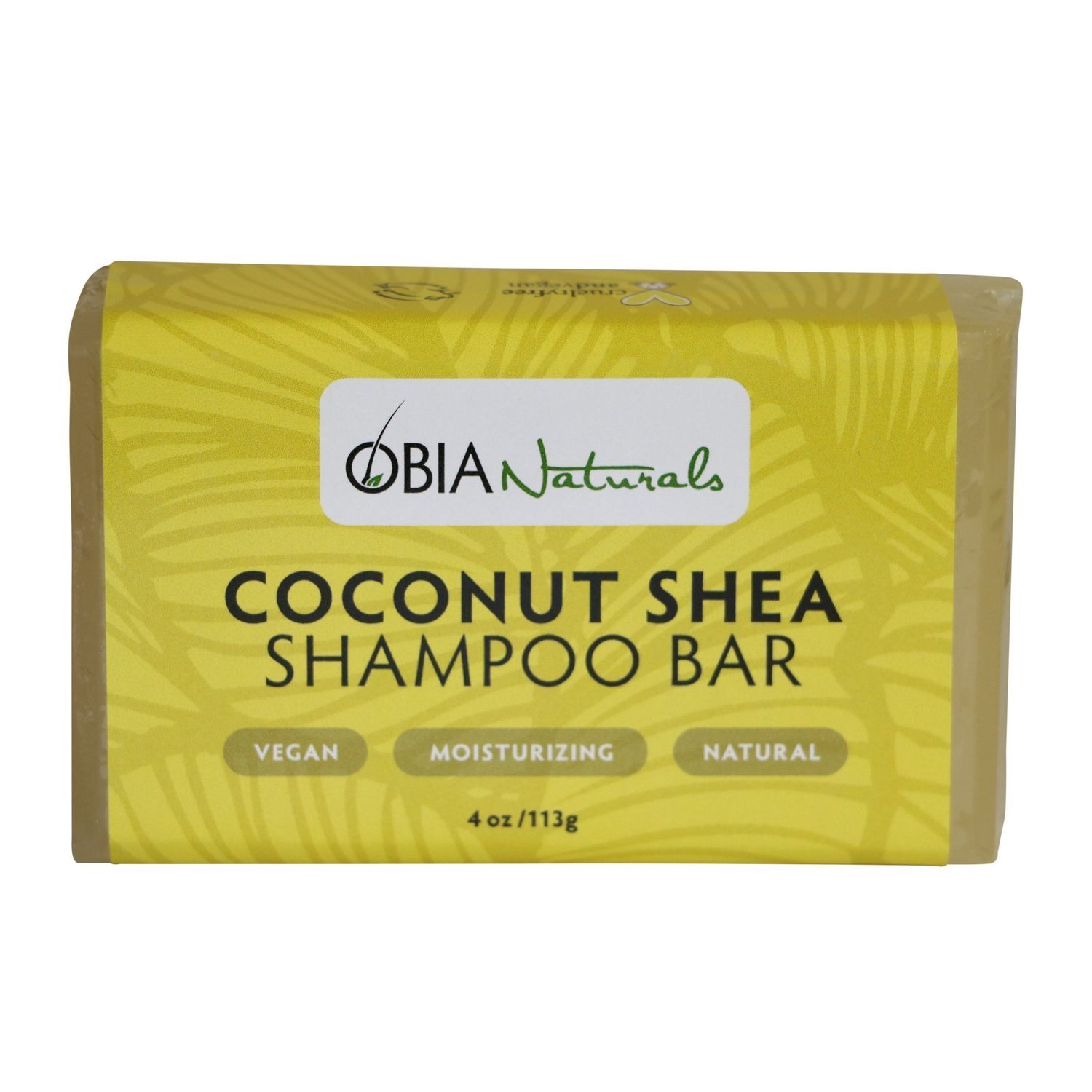OBIA Naturals Coconut Oil Shea Butter Solid Shampoo Bar for All Hair Types - Vegan, Sulfate Free, Silicone Free, Paraben Free, Phthalate Free, Eco-Friendly Handmade in USA, 4 oz