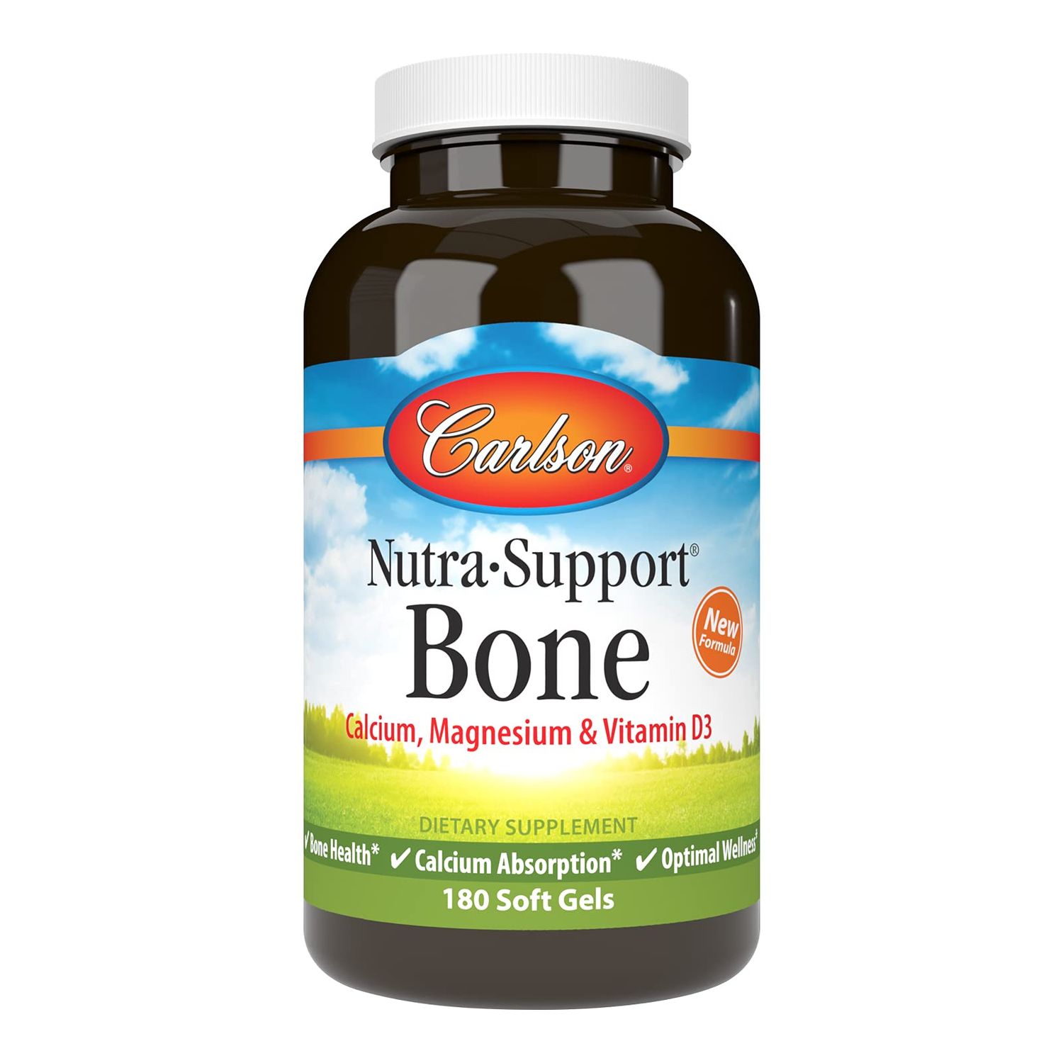 Carlson - Nutra-Support Bone, Calcium, Magnesium Vitamin D3, Bone Health, Calcium Absorption Optimal Wellness, 180 Softgels