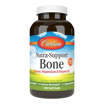 Carlson - Nutra-Support Bone, Calcium, Magnesium Vitamin D3, Bone Health, Calcium Absorption Optimal Wellness, 180 Softgels
