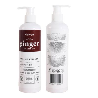 HAIVYN NATURAL GINGER SHAMPOO - REVITALIZING SCALP NOURISHMENT WITH TURMERIC, COCONUT OIL, AND CITRUS EXTRACTS, 300ML 10 OZ