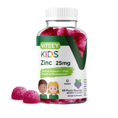 Zinc for Kids Gummies, 25mg - Immune Support for Kids Teens - Powerful Natural Antioxidant, Kids Zinc Vitamin Supplement - Vegan, Gelatin Free, Gluten Free - Tasty Chewable Berry Flavor Gummy
