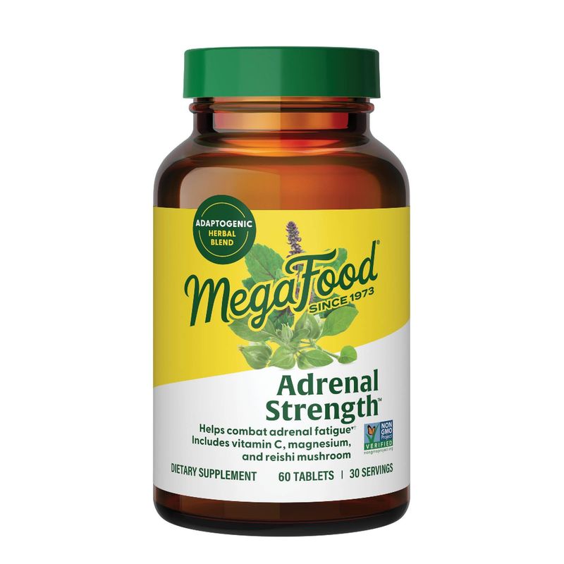 MegaFood Adrenal Strength - Adrenal Support Supplements with Ashwagandha, Vitamin C, Magnesium Glycinate, Holy Basil, Astragalus - Reduces Cortisol Levels - Vegetarian - 60 Tablets (30 Servings)