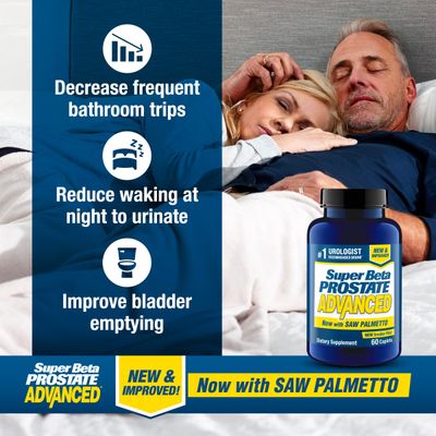 SUPER BETA PROSTATE Advanced with Saw Palmetto - Prostate Health Supplements for Men, Bladder Urinary Support with Beta-sitosterol, Reishi, Saw Palmetto, Vitamin D, Zinc Oxide, Selenium - 180 Count
