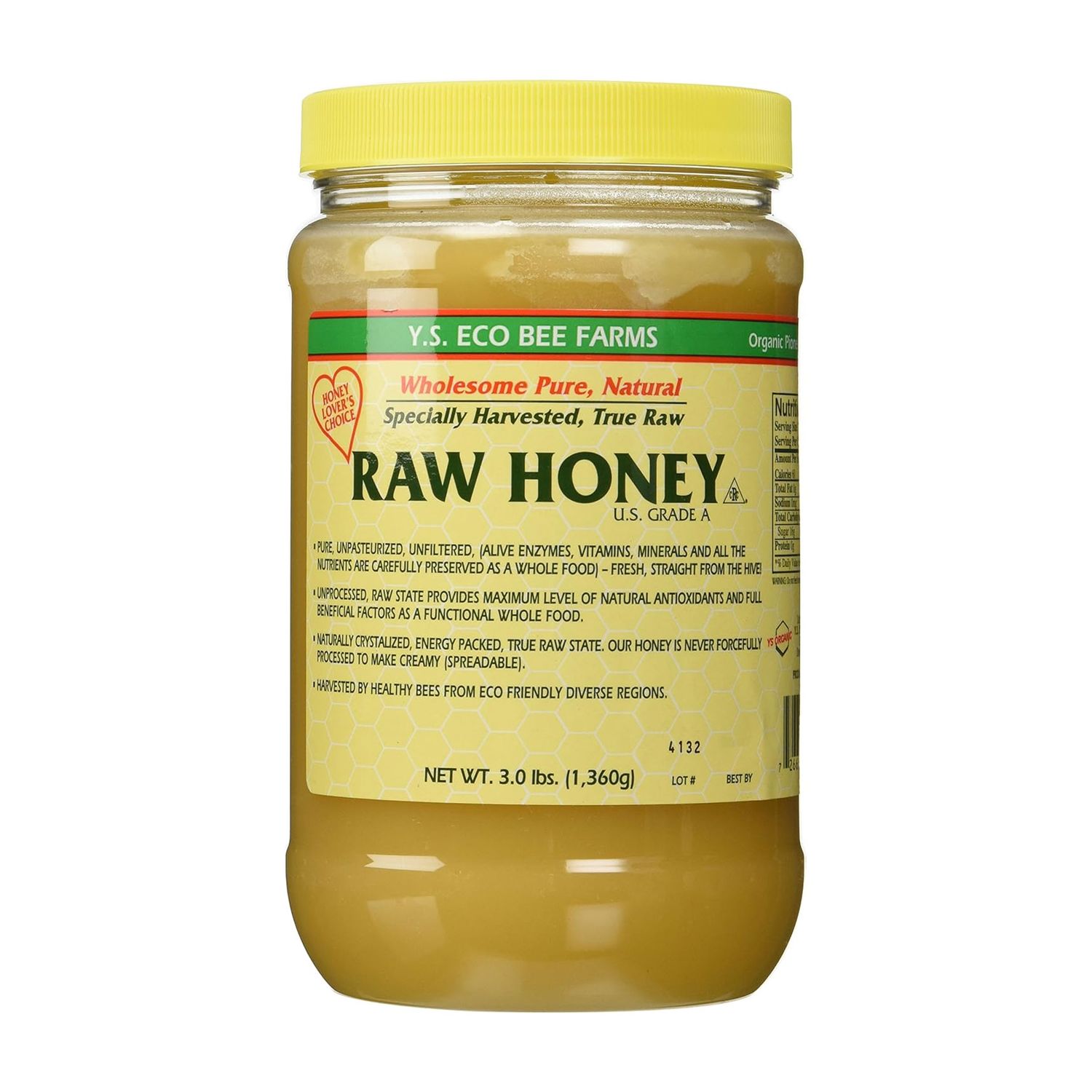 YS Eco Bee Farms RAW HONEY - Raw, Unfiltered, Unpasteurized - Kosher (3 Lb (2 Pack))