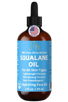 100 Pure Squalane Oil - Hydrating Anti-Aging Moisturizer - Lightweight, Non-Greasy Fast-Absorbing - Plant-Derived Non-Comedogenic - Squalane for Face, Skin Hair, 2 fl oz