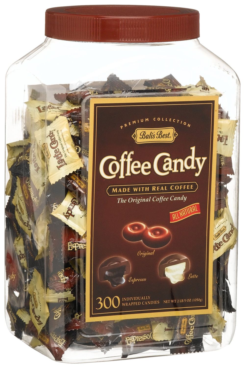 Bali&#39;s Best Coffee Candy Assortment, Original, Espresso Latte, Jars, 300 Count (Pack of 1)