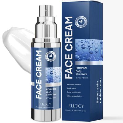 Ellocy Face Cream 6 in 1 Mens Face: Moisturizer for Anti Aging under eye - Eye bags Treatment Anti Aging Face Lotion - Men Advanced Formula 1.7oz