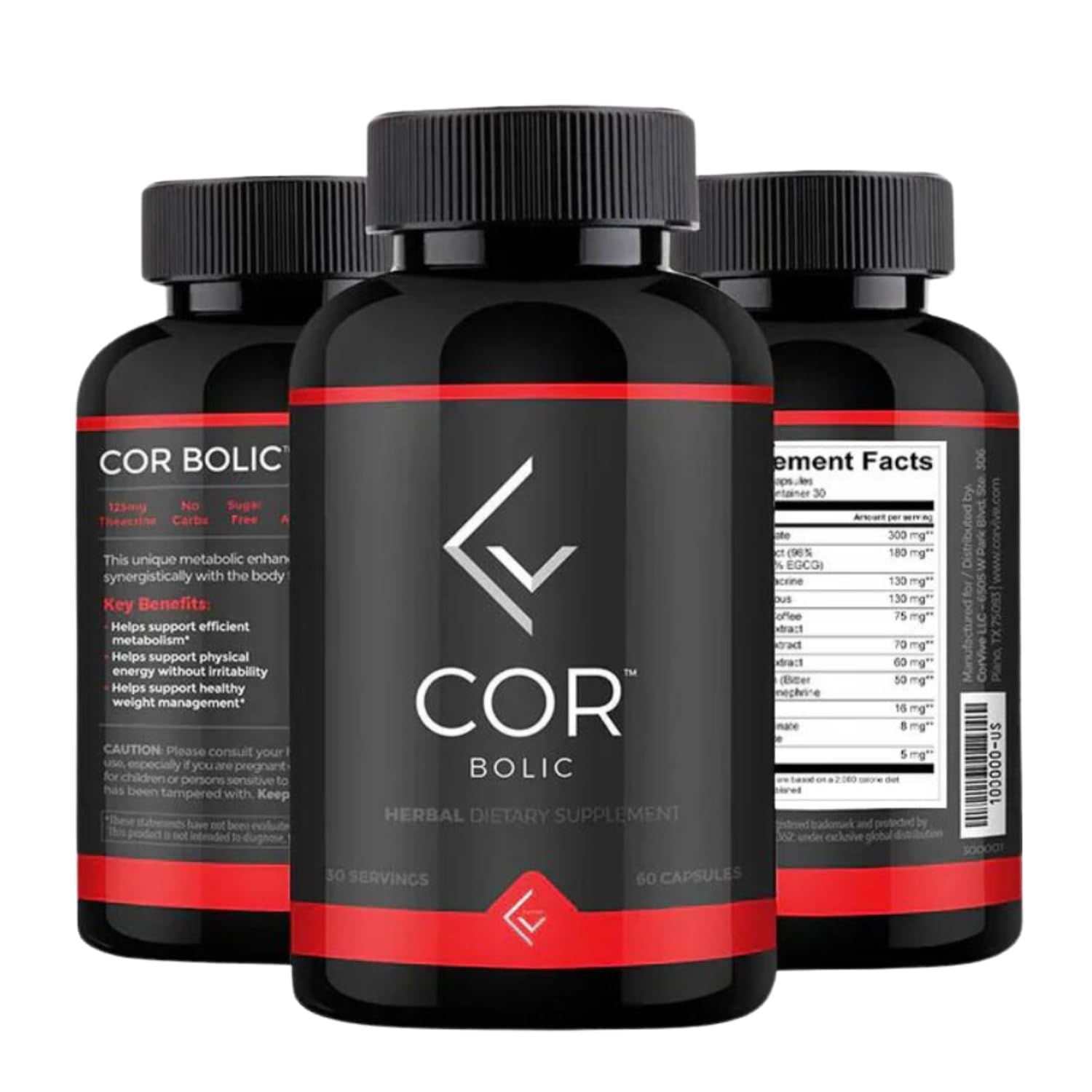 CorVive COR BOLIC Metabolism Energy Support Supplement 0 Carbs or Sugar 30 Servings (60 Capsules)