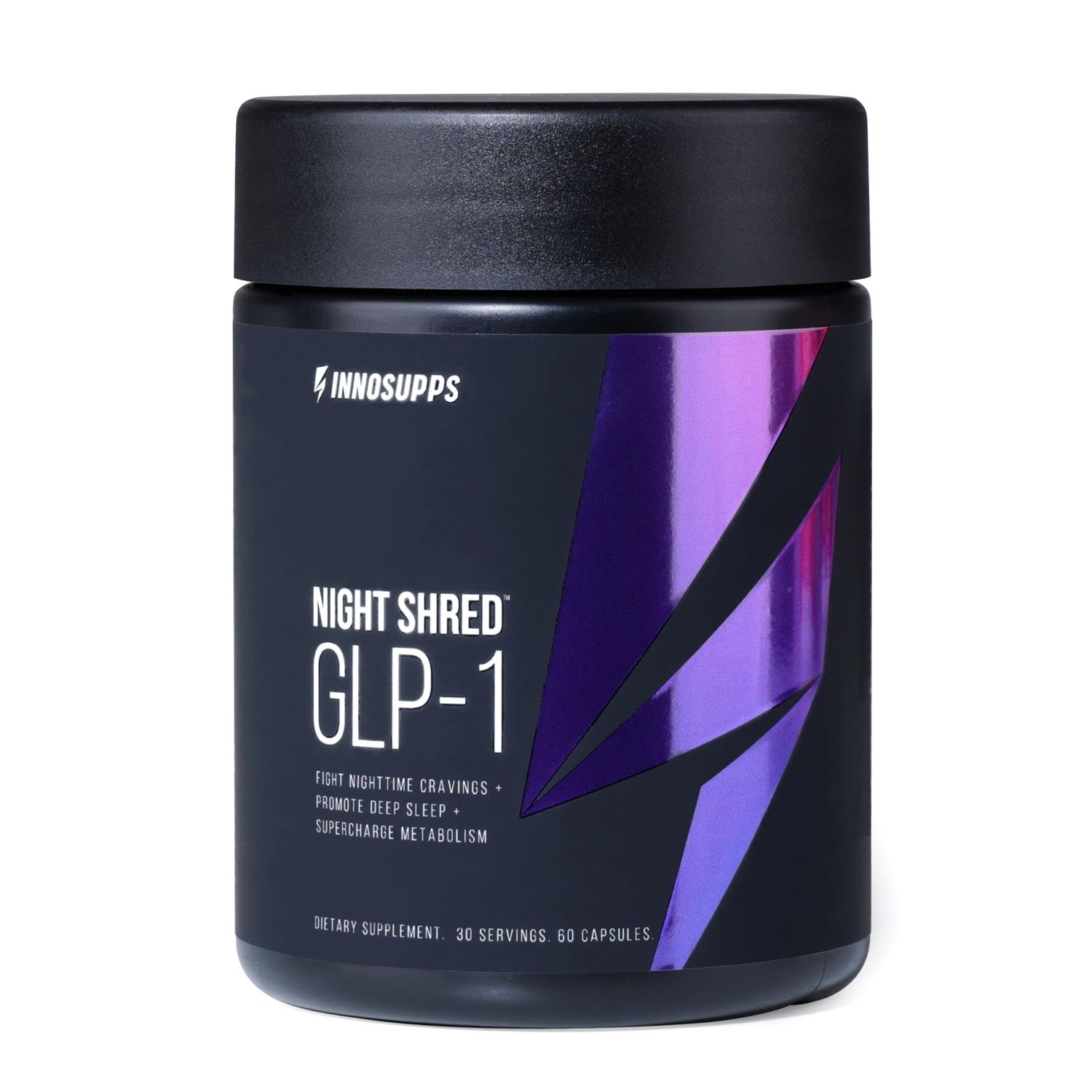 InnoSupps Night Shred GLP-1 Nighttime Fat-Burner Sleep Support Appetite, Metabolism Stress Support Akkermansia Ashwagandha 60 Capsules. 30 Servings.