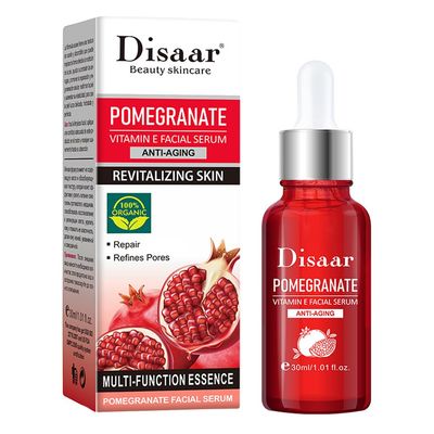 DISAAR BEAUTY Pomegranate Vitamin E Facial Serum Anti-Aging Essence Revitalizing Face Skin Repair Refines Pores 30ml 1.01fl.oz