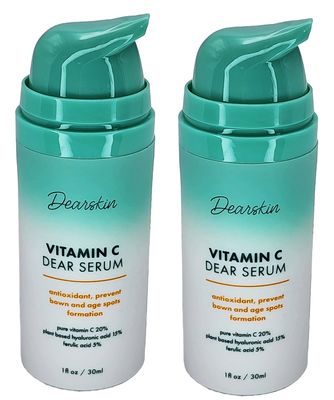 2 PACK Vitamin C Serum 20 - PURE L-ASCORBIC ACID, Ferulic Acid, Hyaluronic Acid Botanic, Vitamin E Organic Cruelty Free for Face and Neck Best Antioxidant, Treatment for Wrinkles, Men and Women