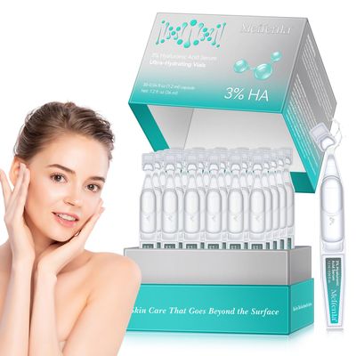 Meifenla 3 Hyaluronic Acid Serum for Face,Ultra-Hydrating Hyaluronic Acid Serum Tube Smooth Skin Deep Moisturizing Facial Serum for Anti-Aging with 30 Pcs Single-Use Vials Design