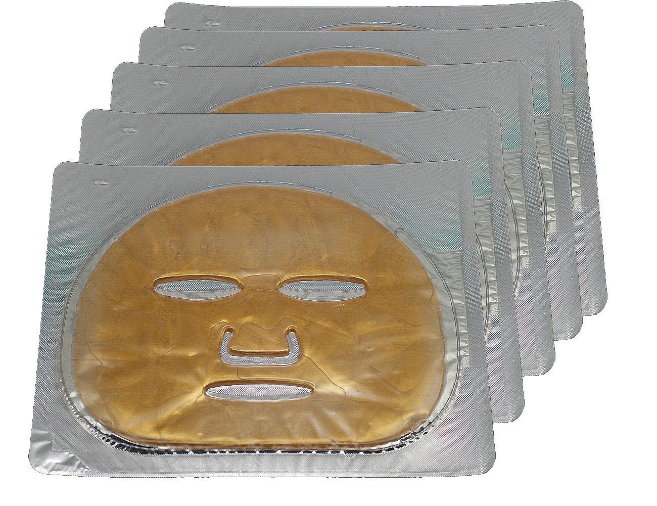 EMILYSTORES Gold Gel Collagen Facial Masks Sheet Patch 5PCS, for Skincare Moisturising, Collagen Real Deep Mask, Hydrating Overnight Hydrogel Mask for Dark Spots, Dull Skin, Skincare Facial Mask