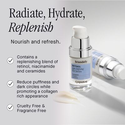 Brandefy Retinol Niacinamide Anti-Aging Eye Serum - Under Eye Cream for Dark Circles and Wrinkles - Peptide, Caffeine, Vitamin C E Eye Cream - Made in The USA (O.5 Oz)