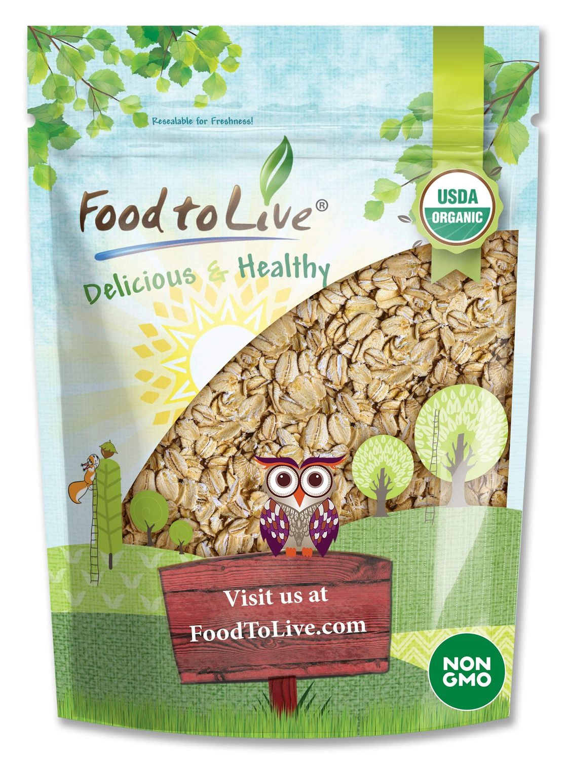 Food to Live Organic Spelt Flakes, 1 Pound - Rolled Spelt Made from Whole Grain Non-GMO Berries, Uncooked, Raw Whole Foods, Vegan, Kosher, Bulk, Great for Breakfast Cereal and Granola.