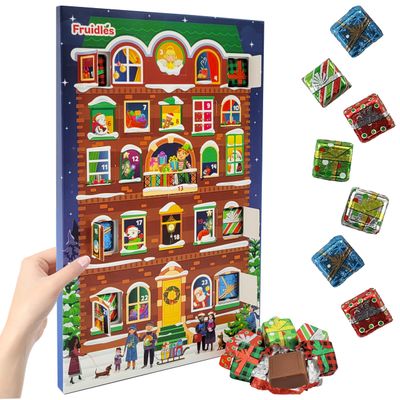Fruidles Christmas Calendar Advent Chocolate, Christmas Village Chocolate Calendar (Pack of 4)