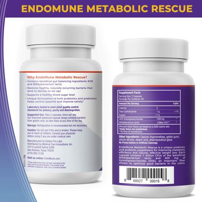 Endomune Metabolic Rescue Prebiotic and Probiotic Physician Formulated 120 Vegetarian Capsules Weightloss