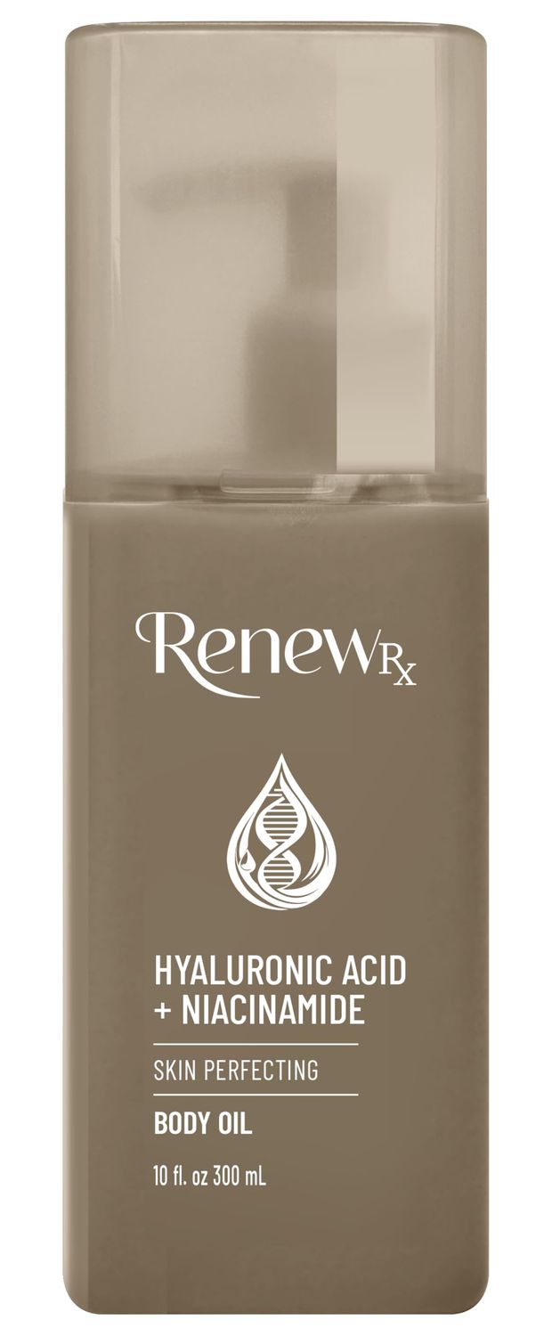 RENEW RX Hyaluronic Acid Niacinamide Moisturizing Body Oil - Deep Hydration Skin Care, Skin Perfecting Vegan Skincare, 10 fl oz