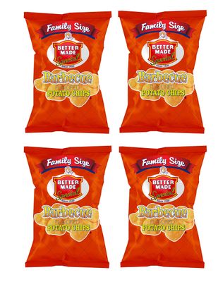 Better Made BBQ Potato Chips - Four (4) Pack - 8.5-9 oz Family Size Bags - Crispy, Crunchy, Salty Snacks Made From Fresh Potatoes - Gluten Free - Family Owned and Operated