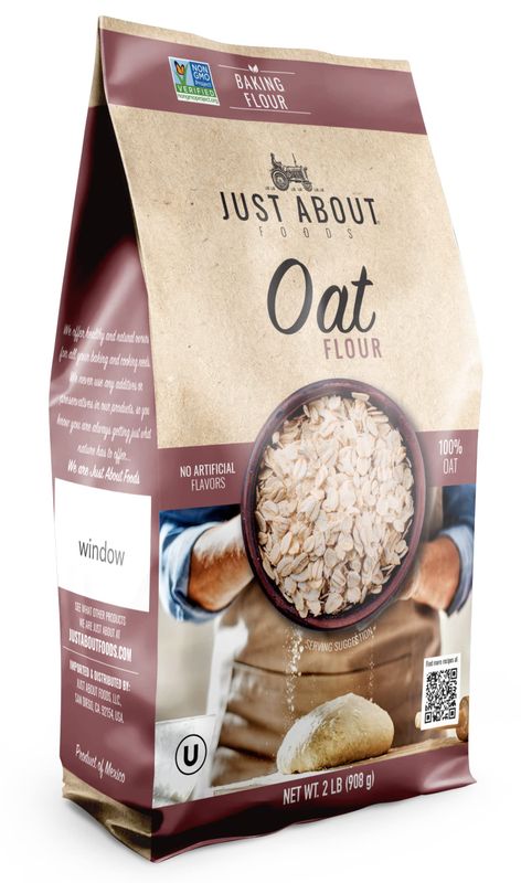 Oat Flour 2 LB Rich in Dietary Fiber Helps with Cholesterol Lowering and Heart Health Certified Kosher Just About Foods