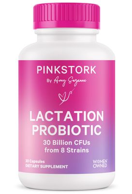 Pink Stork Lactation Probiotic - 30 Billion CFUs Multi Strain Postnatal Probiotics for Breastfeeding Women - Support Breast Milk Gut Health, Postpartum Essentials, 30 Capsules