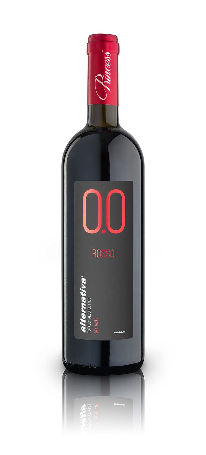 Princess Alternativa Rosso Dry Dealcoholized 0.0 Non-Alcoholic Red Wine From Italy 750ml, Low Sugar, Low Calories (1 Bottle)