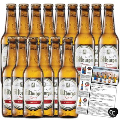 Bitburger Drive Non-Alcoholic Beer 15-Pack, Award Winning Beer from Germany, 11.2ozbtl w PhoneTablet Holder Recipes